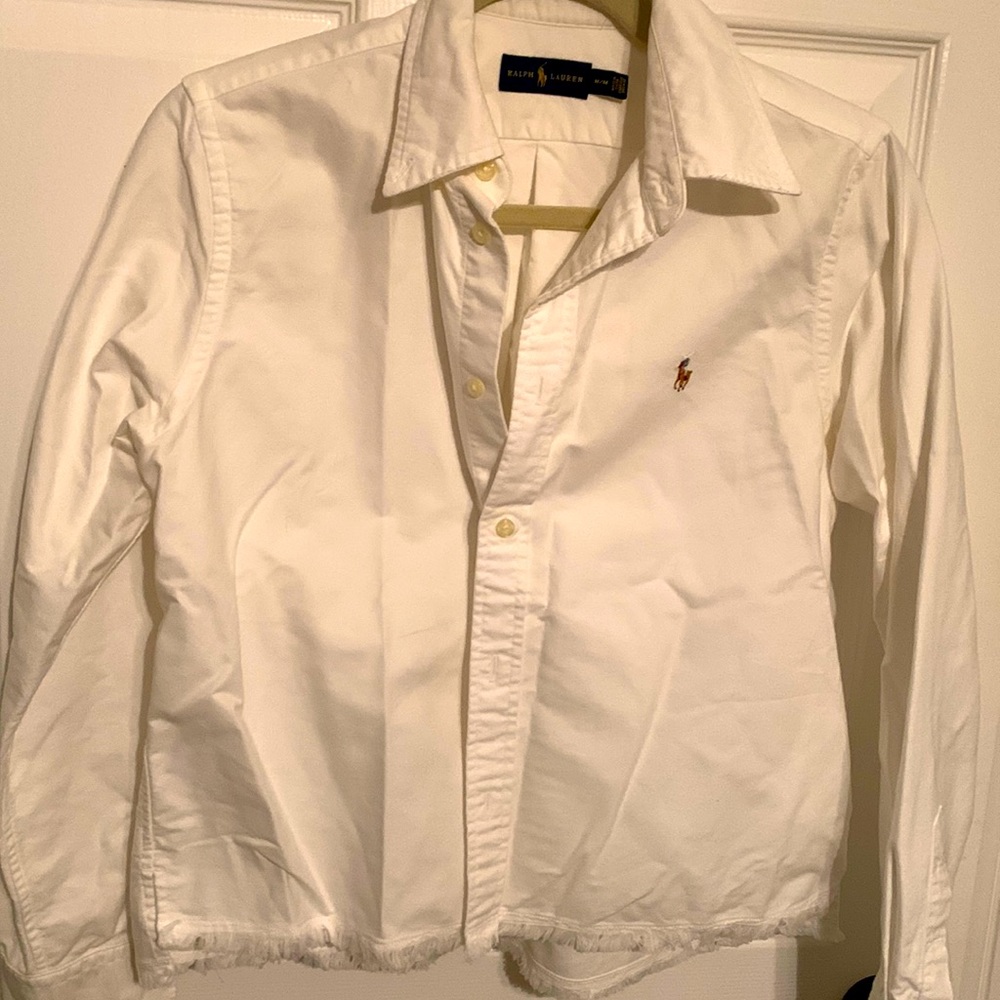 Ralph Lauren white button top size M